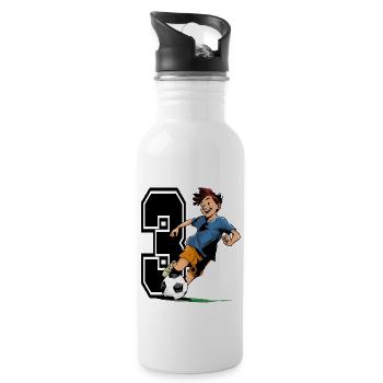 3 Year Old Footballer & Soccer Children's Birthday Party - Water bottle with straw - white - Right
