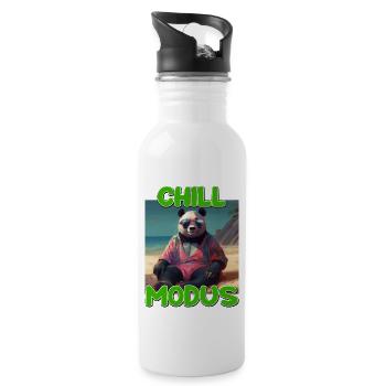 Chill Modus Pandabär Tierliebhaber Süßes Panda - Trinkflasche mit integriertem Trinkhalm - Weiß - Rechts