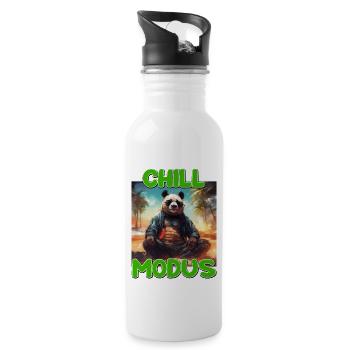 Chill Modus Pandabär Panda Liebhaber Süßes Panda - Trinkflasche mit integriertem Trinkhalm - Weiß - Rechts