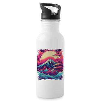 Ästhetische japanische Visierhalterung Fuji Vaporwave - Trinkflasche mit integriertem Trinkhalm - Weiß - Rechts