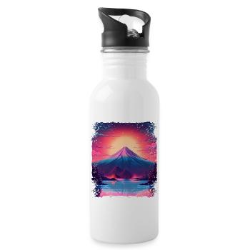 Mount Fuji Sight Aesthetic Japan Vaporwave Volcano - Water bottle with straw - white - Right