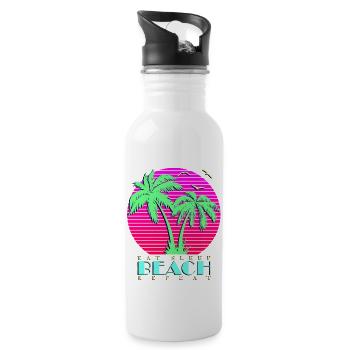 Eat sleep beach repeat - Water bottle with straw - white - Right