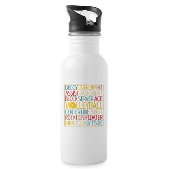 Volleyball Lover Words Funny Team Sports game - Water bottle with straw - white - Right