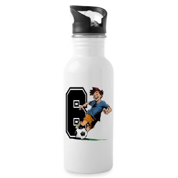 Football Birthday - 6 years old Boy - 6. - Water bottle with straw - white - Right