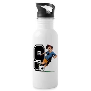 Football Birthday - 9 years old boy - 9. - Water bottle with straw - white - Right