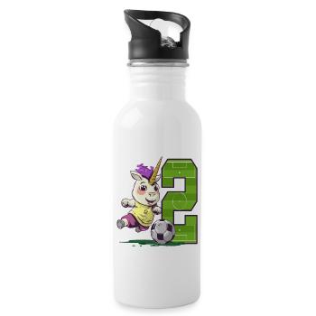 Soccer Unicorn - 2 Year Old Girl - 2. - Water bottle with straw - white - Right