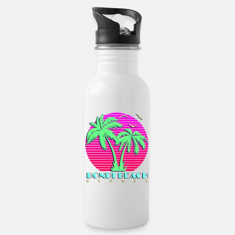 Bondi Beach Sydney - Trinkflasche mit integriertem Trinkhalm - Weiß