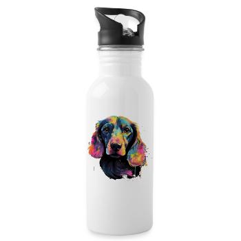 Dachshund Dog Teckel Watercolor Art Dog Head - Water bottle with straw - white - Right