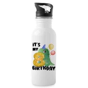 C’est mon anniversaire, 8ème anniversaire, joyeux anniversaire - Gourde avec paille intégrée - blanc - Droite