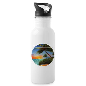 Summer Holiday Sun Palm Beach Palm Island - Water bottle with straw - white - Right