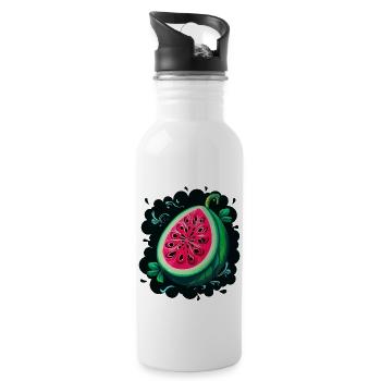 WASSERMELONE - Trinkflasche mit integriertem Trinkhalm - Weiß - Rechts
