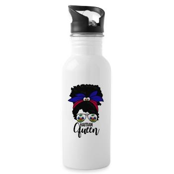 Haitianische K�nigin Haiti Messy Bun Damen Haitian - Trinkflasche mit integriertem Trinkhalm - Weiß - Rechts
