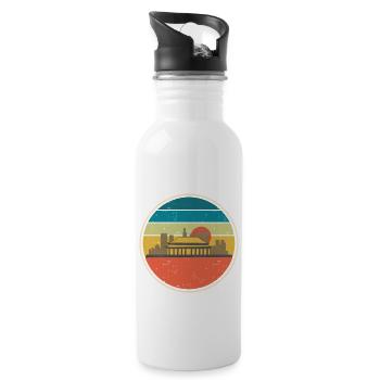 Colorful retro vintage graphics with a view of Beijing - Water bottle with straw - white - Right