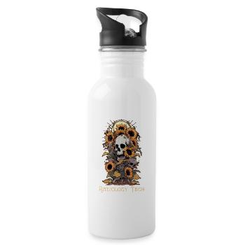 Lustiger Totenkopf Blumenliebhaber Rad Technologe Humor - Trinkflasche mit integriertem Trinkhalm - Weiß - Rechts