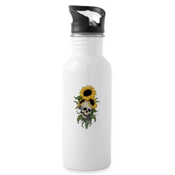 Rad Tech Sunflower Cool Floral Crâne Jardinage - Gourde avec paille intégrée - blanc - Droite