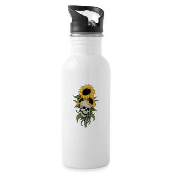 Rad Technology Sunflower Lover Cool Skull Floral - Gourde avec paille intégrée - blanc - Droite