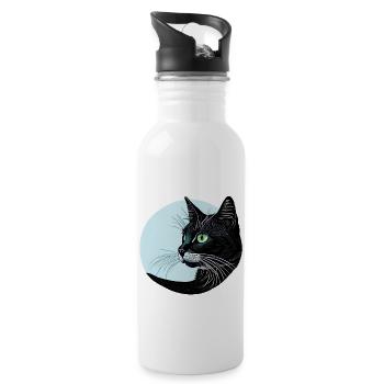 Chat noir - Gourde avec paille intégrée - blanc - Droite