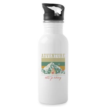 Adventure is Calling Trekking Bergwandern Hiking - Trinkflasche mit integriertem Trinkhalm - Weiß - Rechts