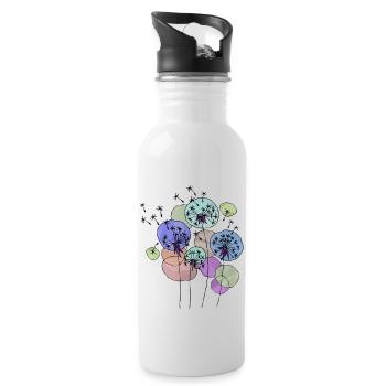 Dandelions - Water bottle with straw - white - Right