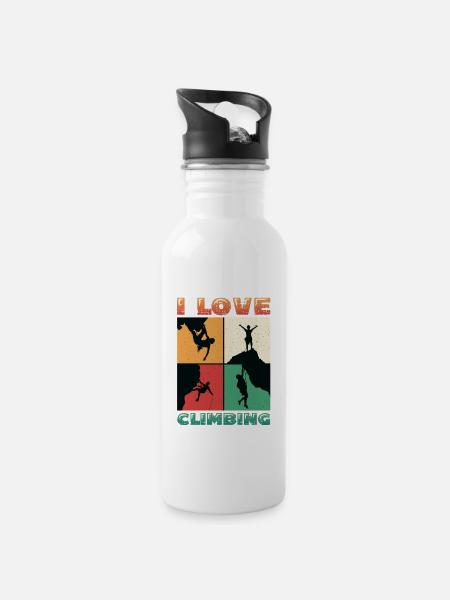 I love rock climbing, rock climbing - Water bottle with straw - white
