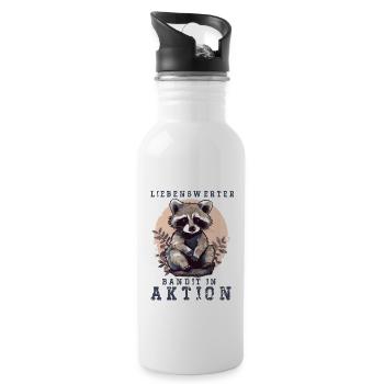 Bandit en action - Drôle de design de garçon poux - Gourde avec paille intégrée - blanc - Droite