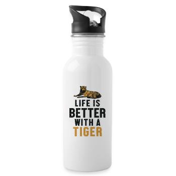 Life is Better with a Tiger King Tiger - Water bottle with straw - white - Right