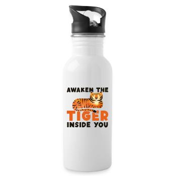 Awaken The Tiger Inside You King Tiger - Water bottle with straw - white - Right