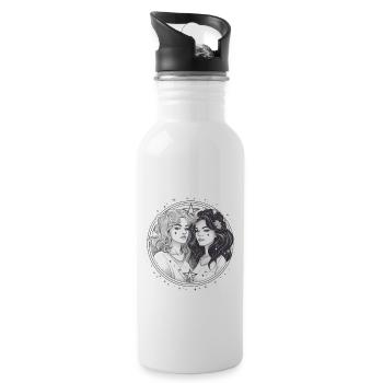 Signe du zodiaque Gémeaux femmes noir et blanc - Gourde avec paille intégrée - blanc - Droite