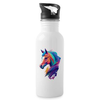 Horse Paint Splash Pony Rider Equestrian Design - Water bottle with straw - white - Right