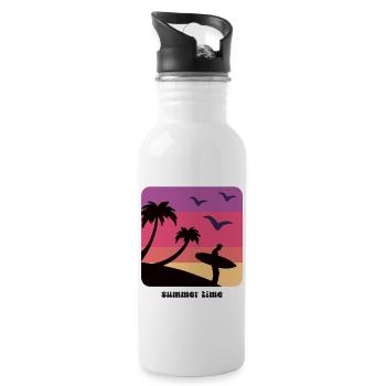 Summer Time -Wellenreiten, Surfen- Auch für Kooks - Trinkflasche mit integriertem Trinkhalm - Weiß - Rechts