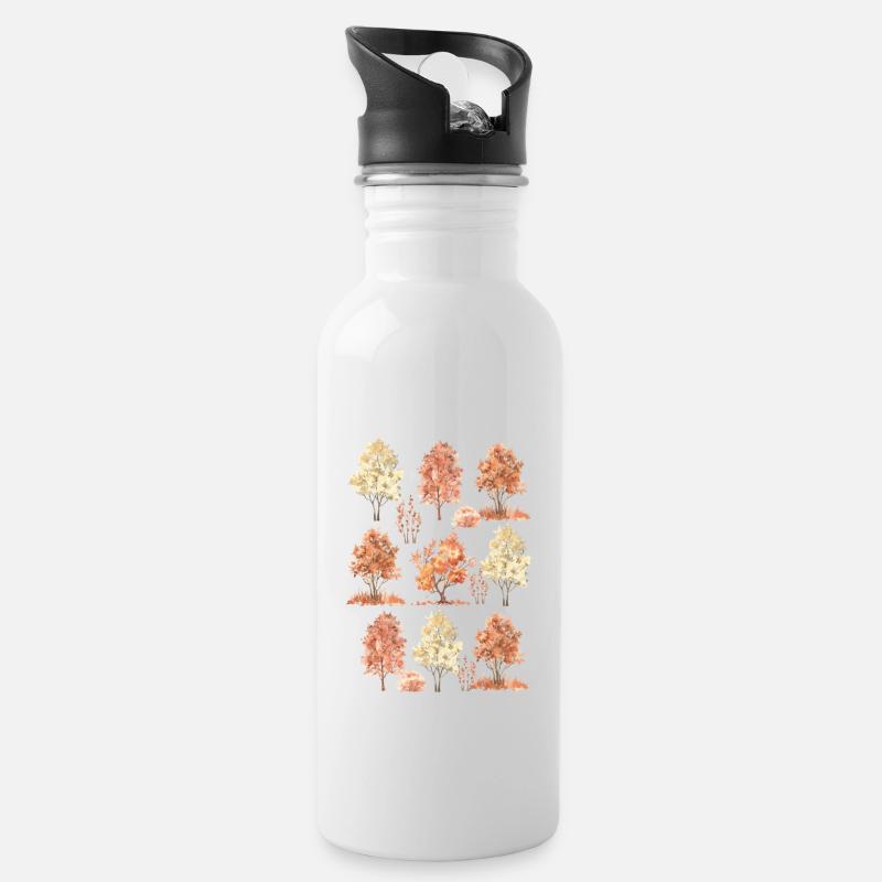 Halloween Herbst Bäume Herbst Saison Blätter Blatt - Trinkflasche mit integriertem Trinkhalm - Weiß
