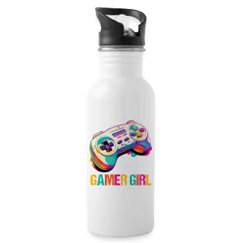 Gaming Console PC Gamer Girl Gamer Girl - Water bottle with straw - white - Right