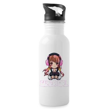 Gaming Konsole PC Zockerin Mädchen Gamer Girl - Trinkflasche mit integriertem Trinkhalm - Weiß - Rechts