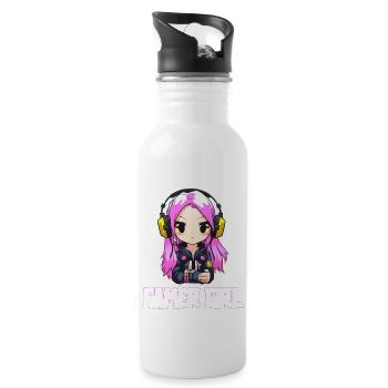 Gaming Console PC Gamer Girl Gamer Girl - Water bottle with straw - white - Right