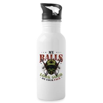 My balls look good on your face - Water bottle with straw - white - Right