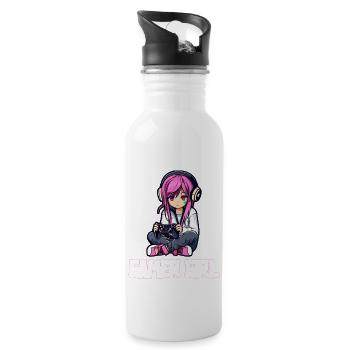 Gaming Konsole PC Zockerin Mädchen Gamer Girl - Trinkflasche mit integriertem Trinkhalm - Weiß - Rechts