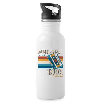 40th Birthday Man June Vintage 1983 Cassette - Water bottle with straw - white - Right
