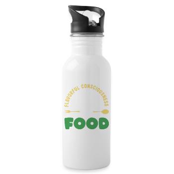 Conscience savoureuse: Ne gaspillez pas de nourriture! Conscient - Gourde avec paille intégrée - blanc - Droite