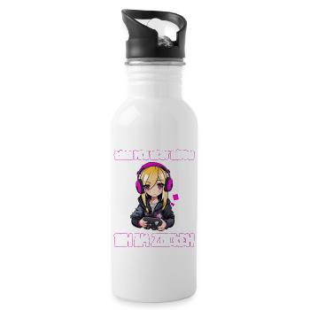 Gaming Konsole PC Zockerin Mädchen Gamer Girl - Trinkflasche mit integriertem Trinkhalm - Weiß - Rechts