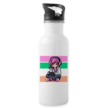 Gaming Console PC Gamer Girl Gamer Girl - Water bottle with straw - white - Right