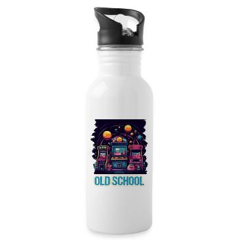 Arcade Gaming Retro Slots Games 80s Gamer - Water bottle with straw - white - Right