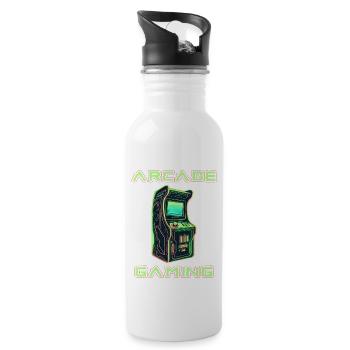 Arcade Gaming Retro Slots Games 80s Gamer - Water bottle with straw - white - Right