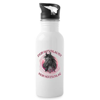 Pferde reiten ist Pferdeliebe für das Pferd - Trinkflasche mit integriertem Trinkhalm - Weiß - Rechts