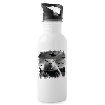 Capybara Capybara Ufo Rodent Animal Funny - Water bottle with straw - white - Right