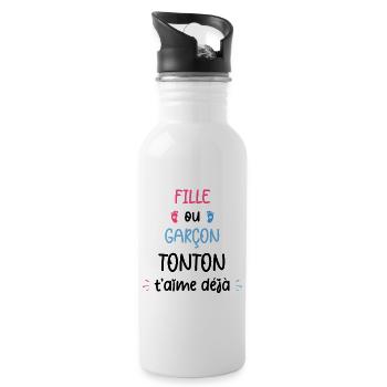 Fille ou garçon tonton t'aime déjà - Gourde avec paille intégrée - blanc - Droite