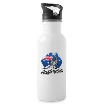 Australia, Tourist, Travel, Kangoroo - Water bottle with straw - white - Right