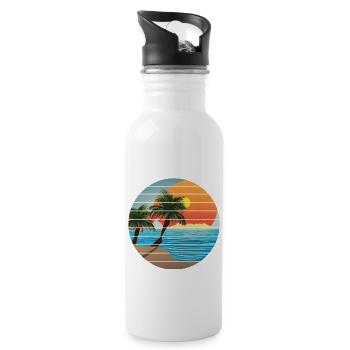 Sommerurlaub Palme Strand Sonne Palmen Insel - Trinkflasche mit integriertem Trinkhalm - Weiß - Rechts