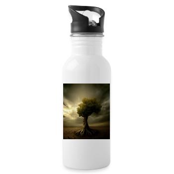 Arbre de vie dans le style de la peinture à l’huile - Gourde avec paille intégrée - blanc - Droite