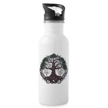 Arbre du monde Yggdrasil Mythologie viking nordique - Gourde avec paille intégrée - blanc - Droite