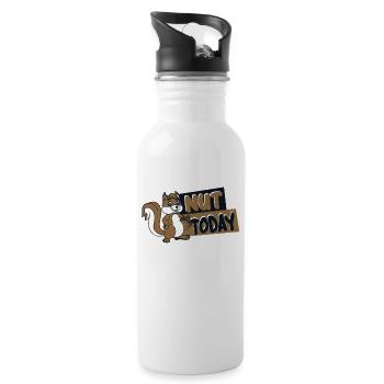 Nut Today Fuchshörnchen Grauhörnchen Squirrel - Trinkflasche mit integriertem Trinkhalm - Weiß - Rechts